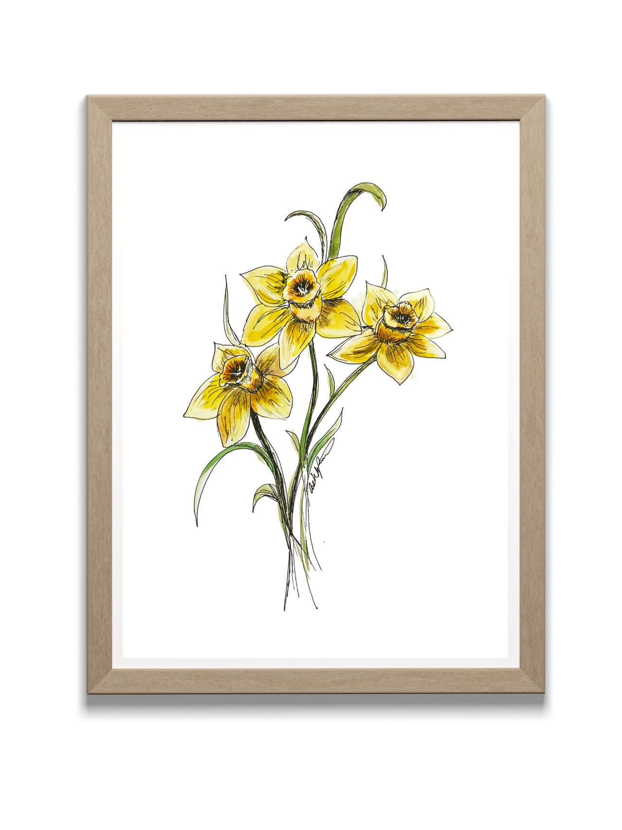Daffodil Watercolor, March Birth Flower - Original Art Print
