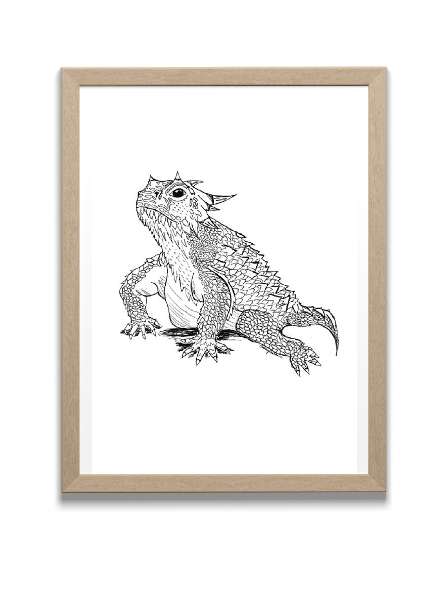 horned frog art print in frame