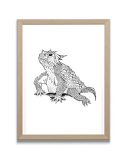 horned frog art print in frame