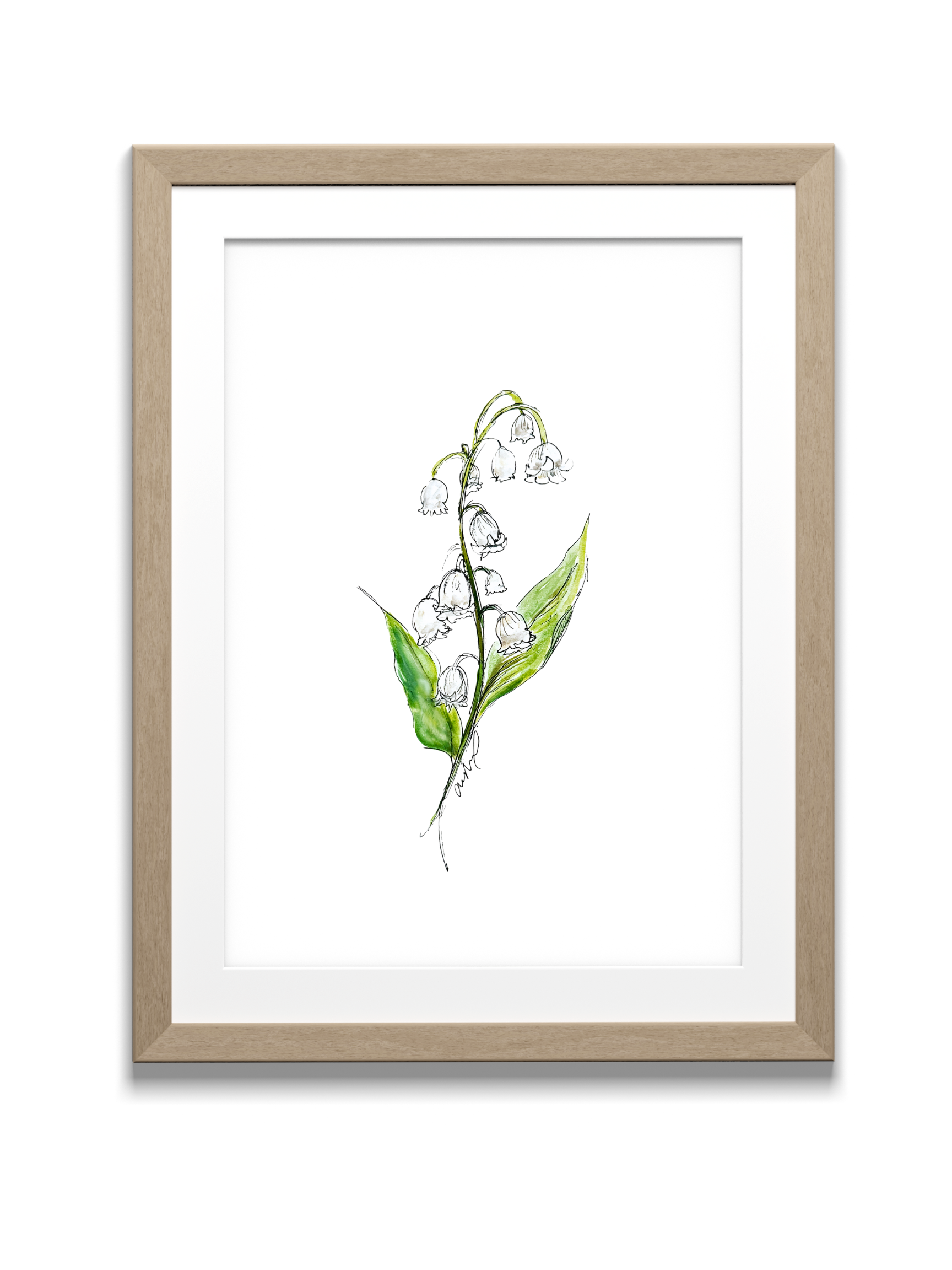 lily birth flower Lily of the Valley Watercolor Print