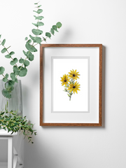 black-eyed susan art print on wall