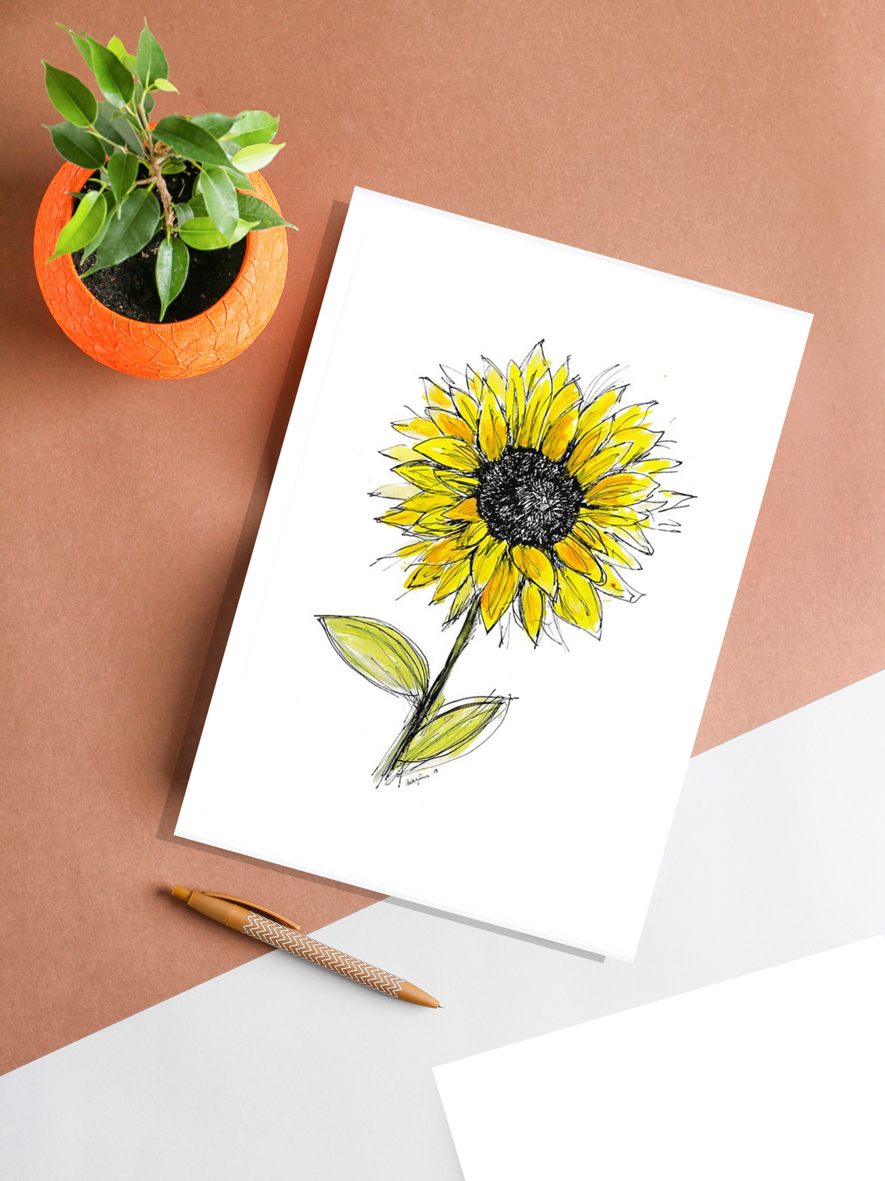 Sunflower Watercolor - Original Art Print