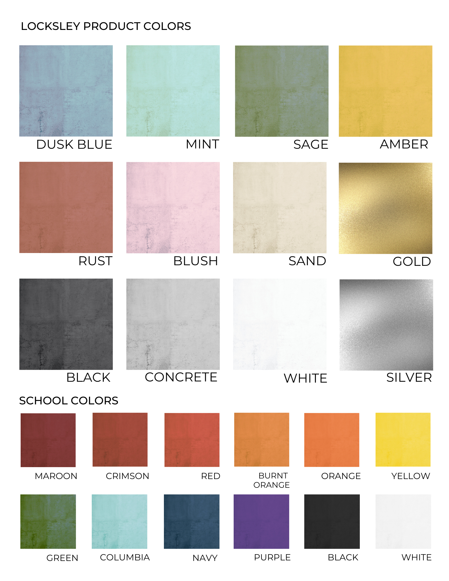 color chart with color options