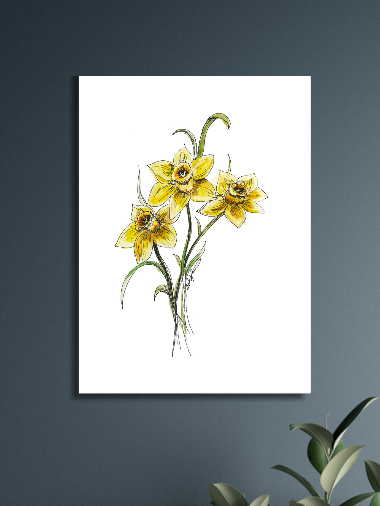 Daffodil Watercolor, March Birth Flower - Original Art Print