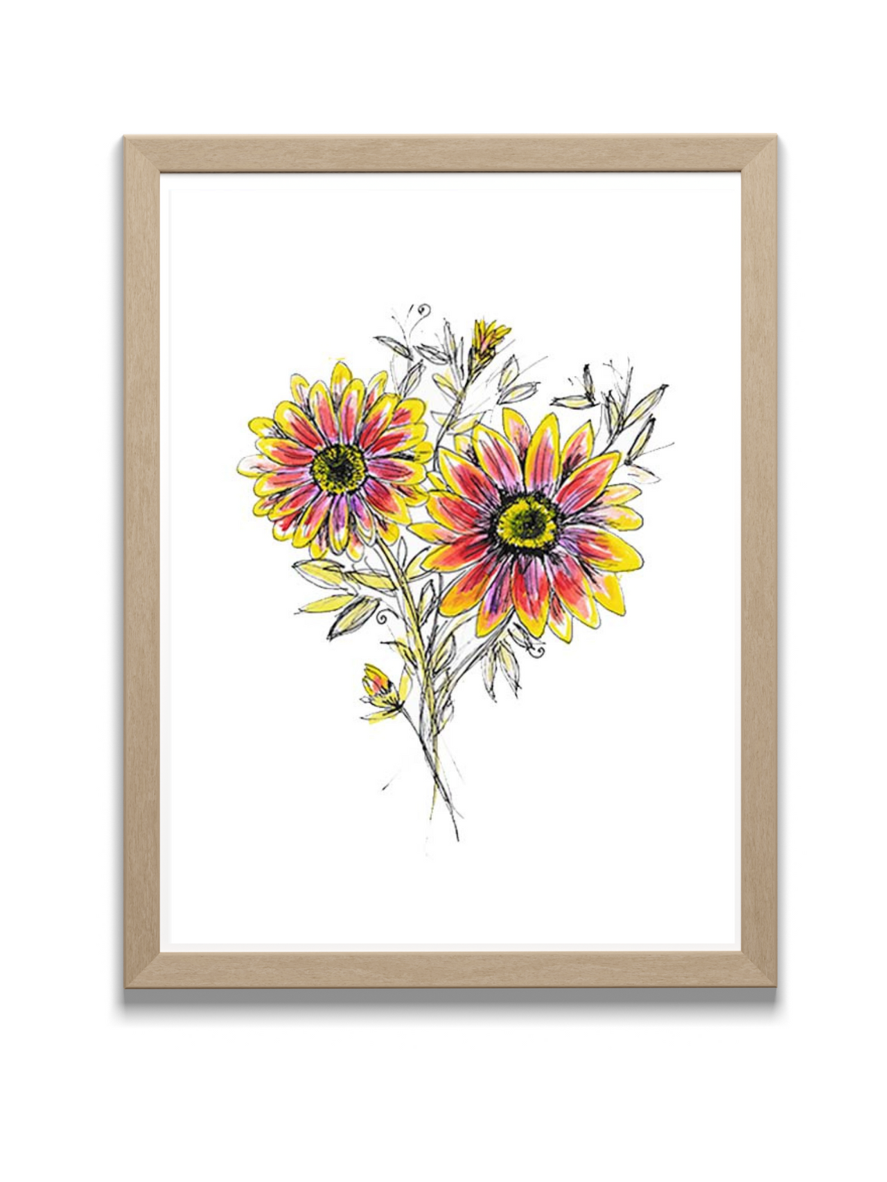 african daisy print in frame