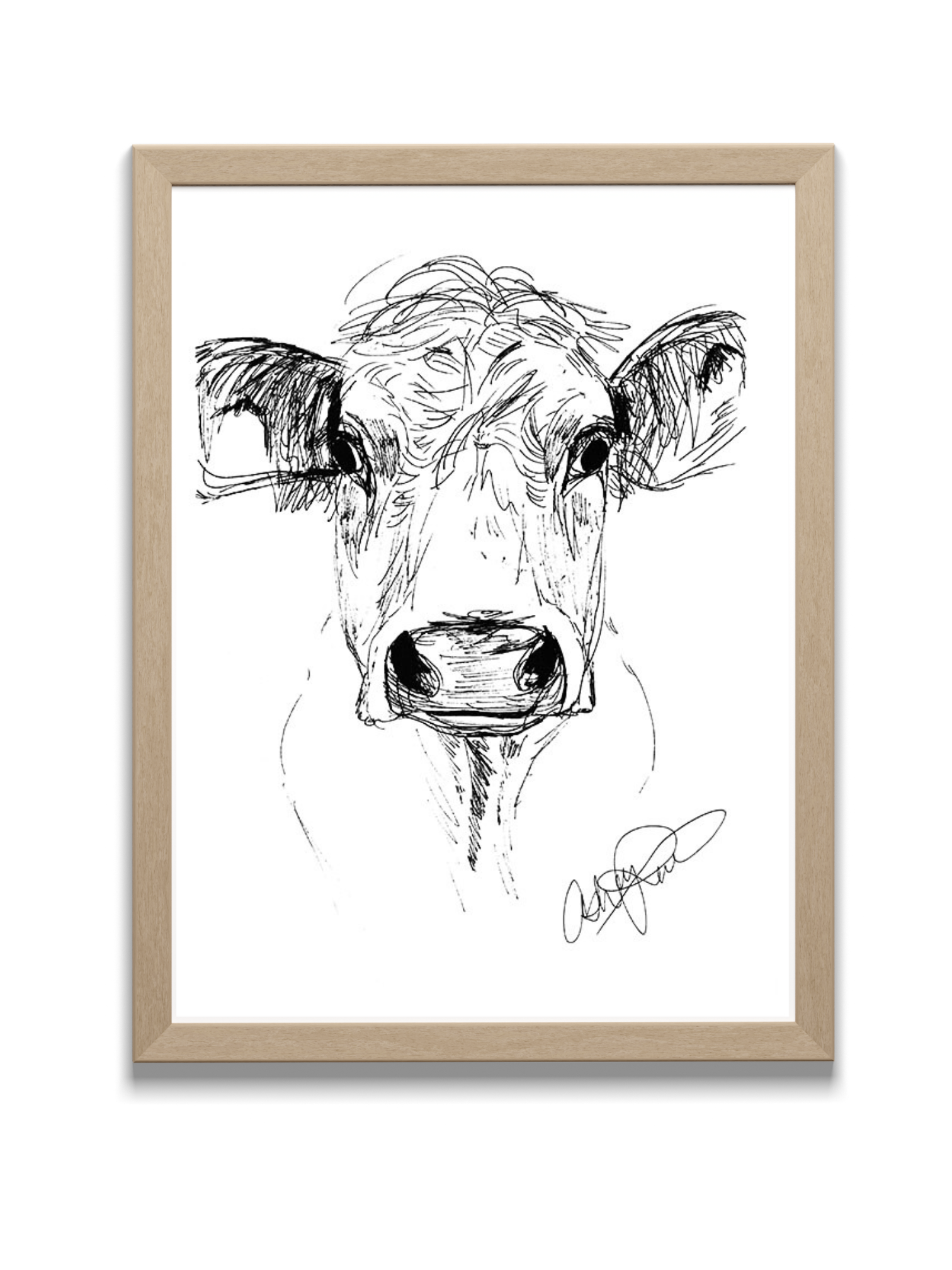 cow art print in frame