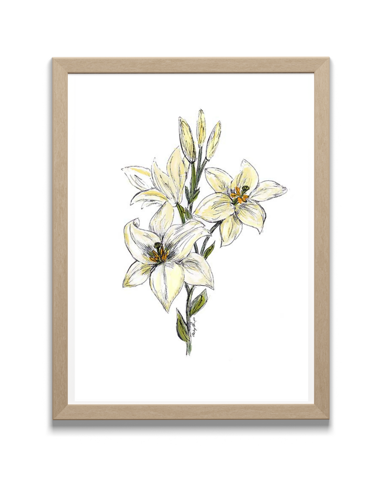 daylily art print in frame