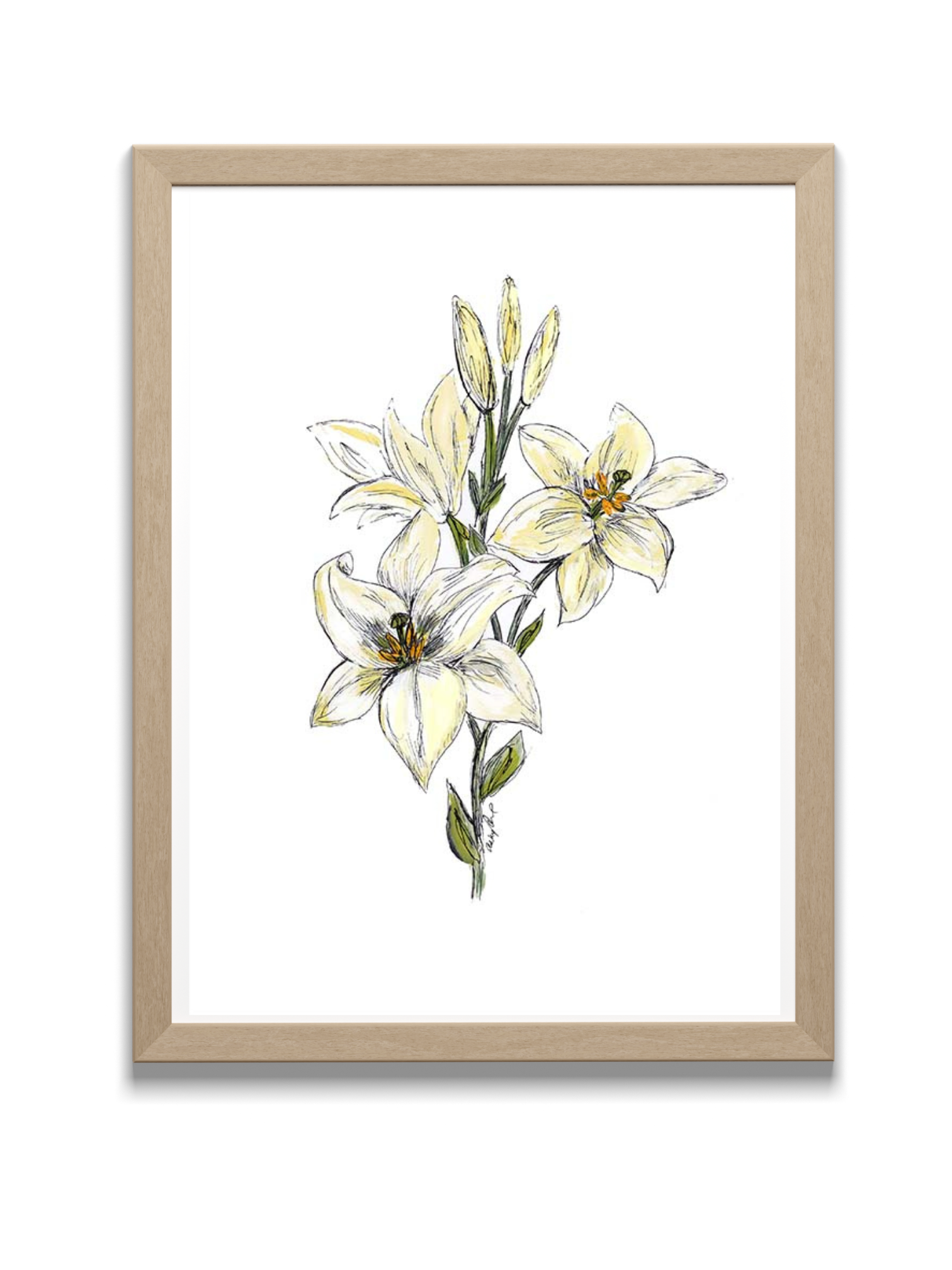 daylily art print in frame