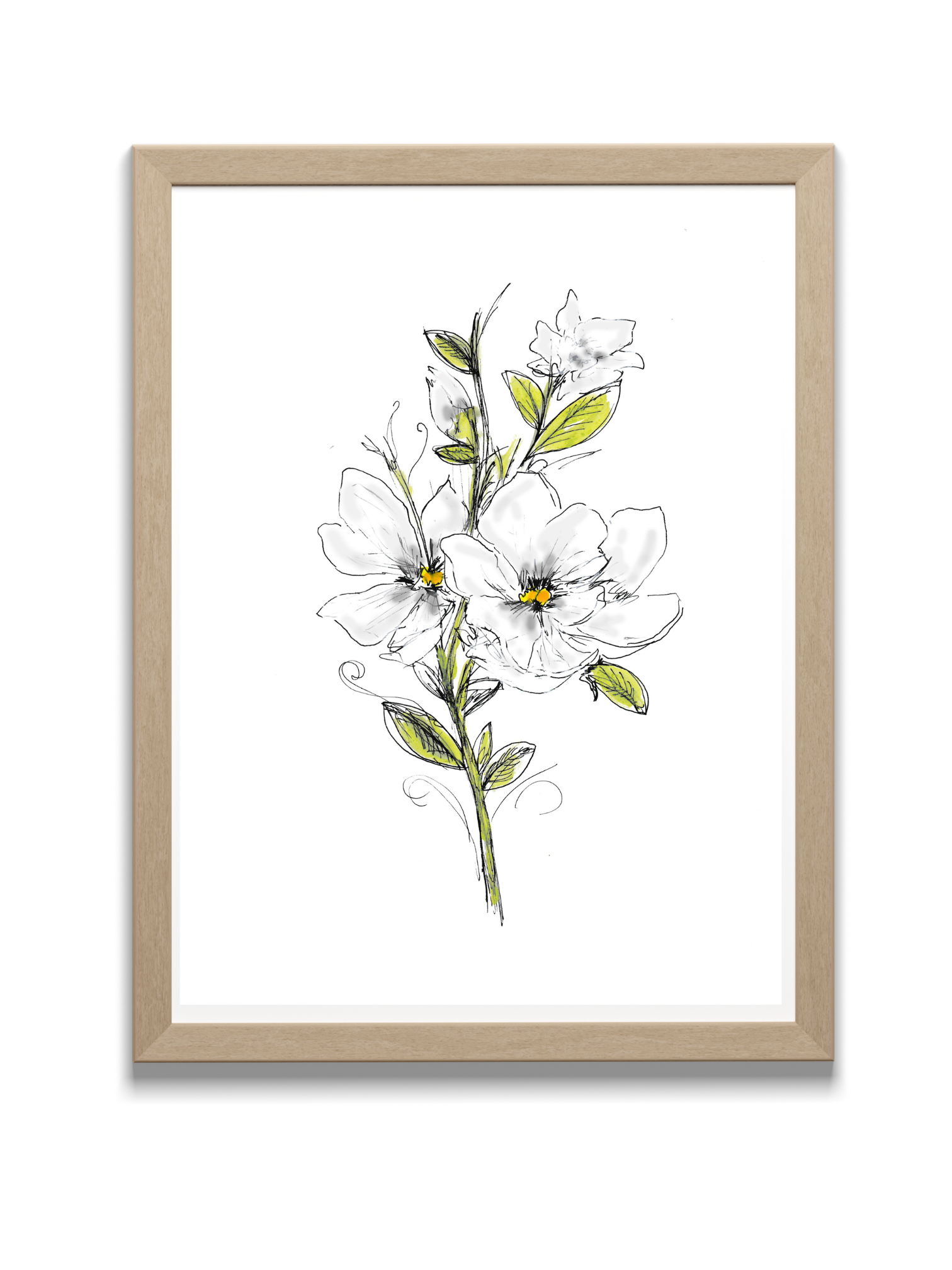magnolia art print in frame