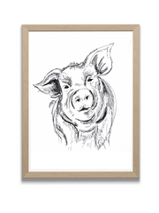 pig sketch art in frame