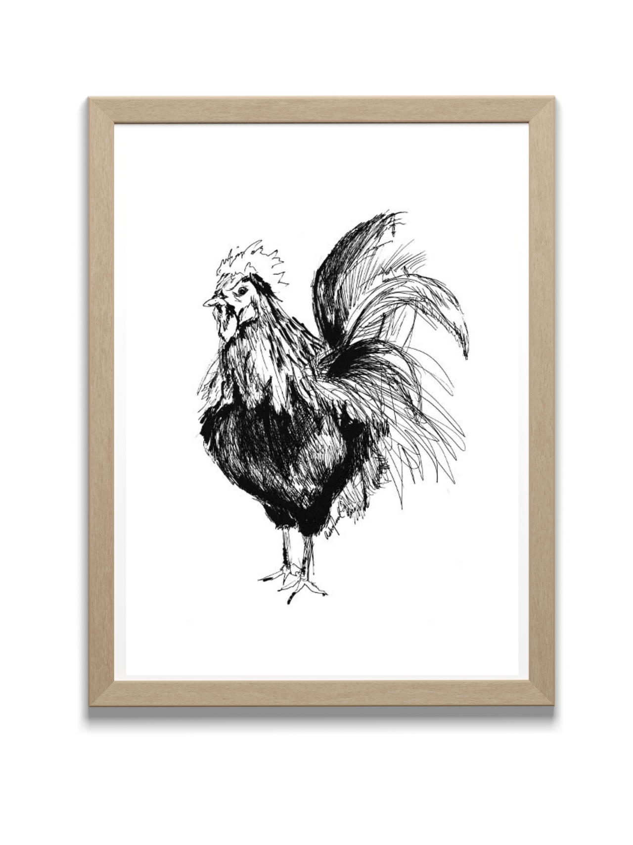 rooster art print in frame