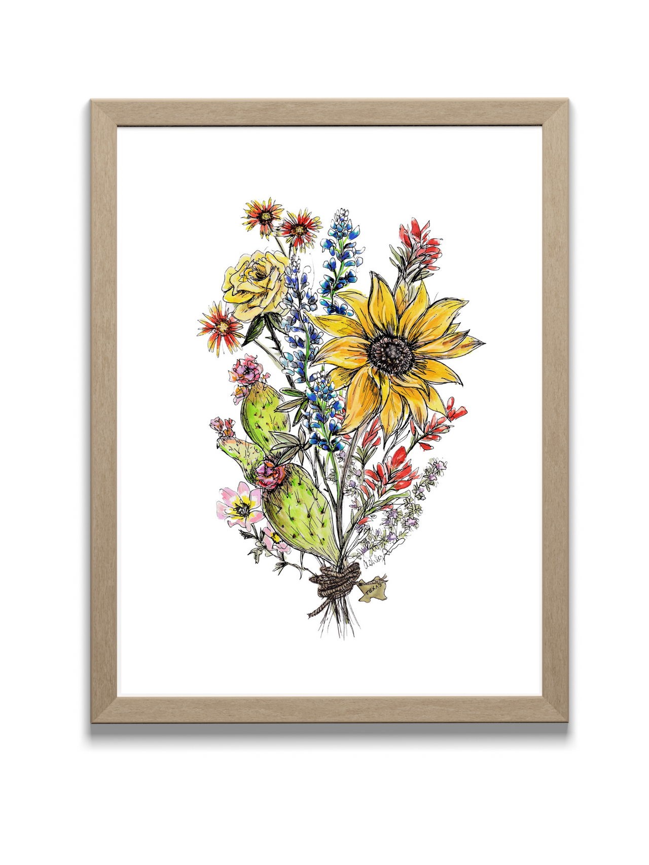 Texas Bouquet Watercolor - Original Art Print