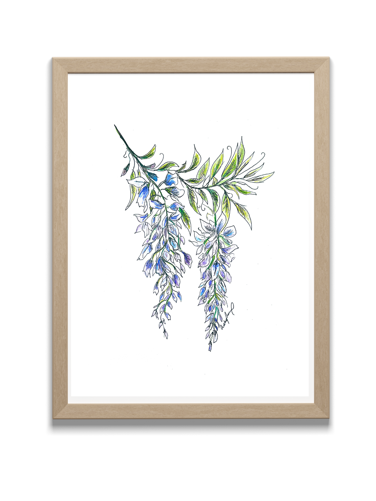 wisteria art print in frame