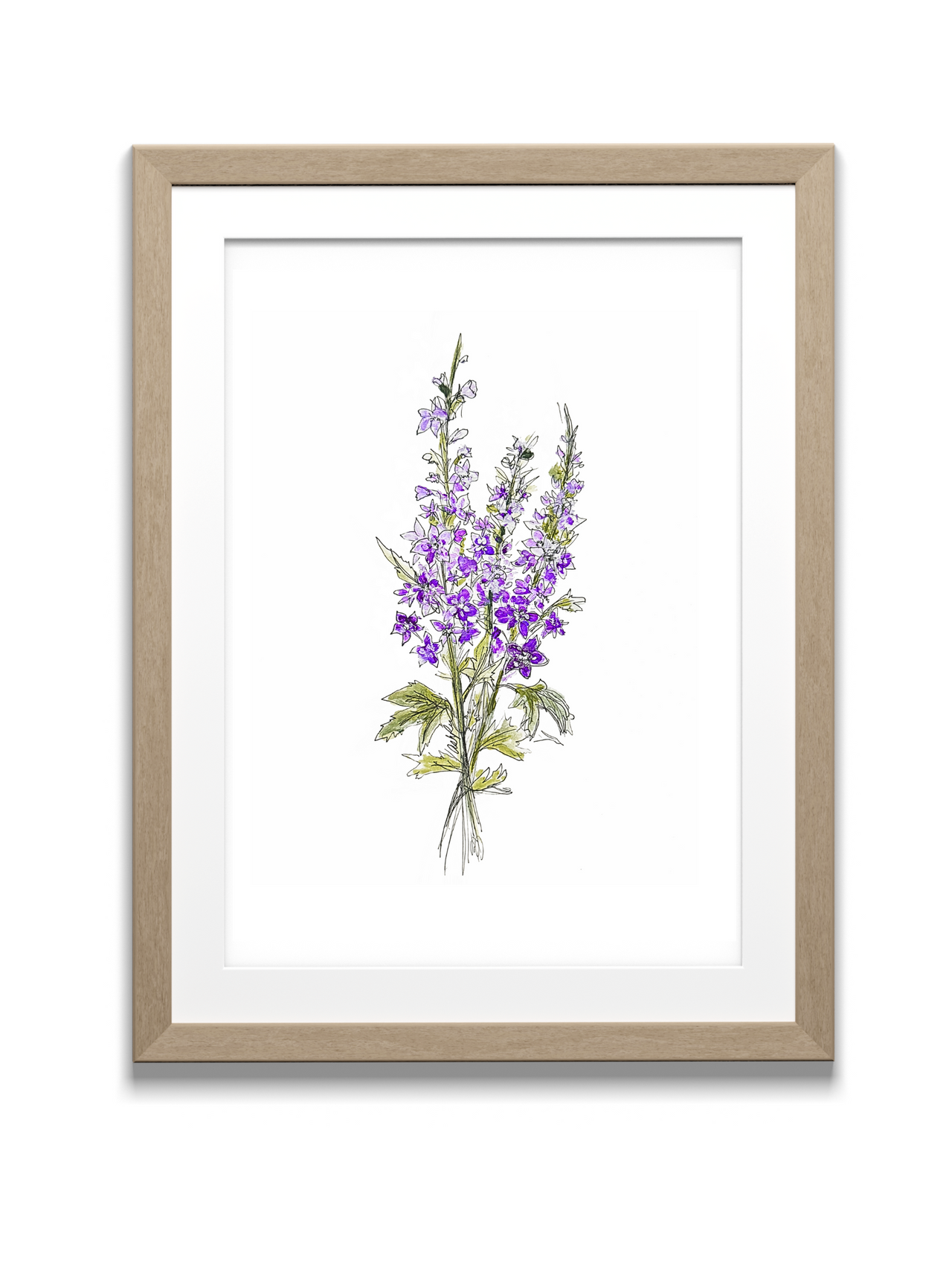 Larkspur Watercolor Print - July Birth Flower