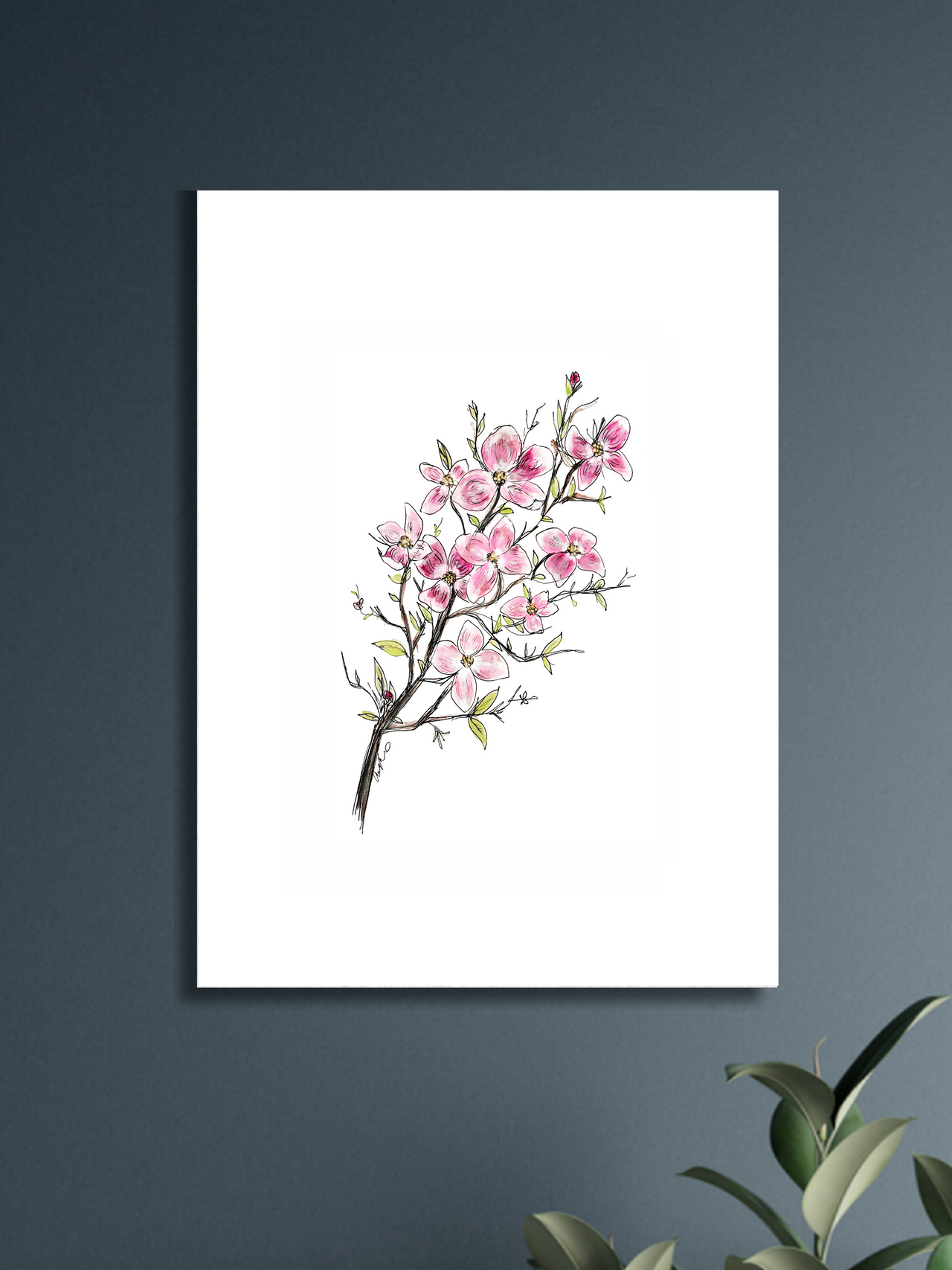 Pink Dogwood Watercolor Print