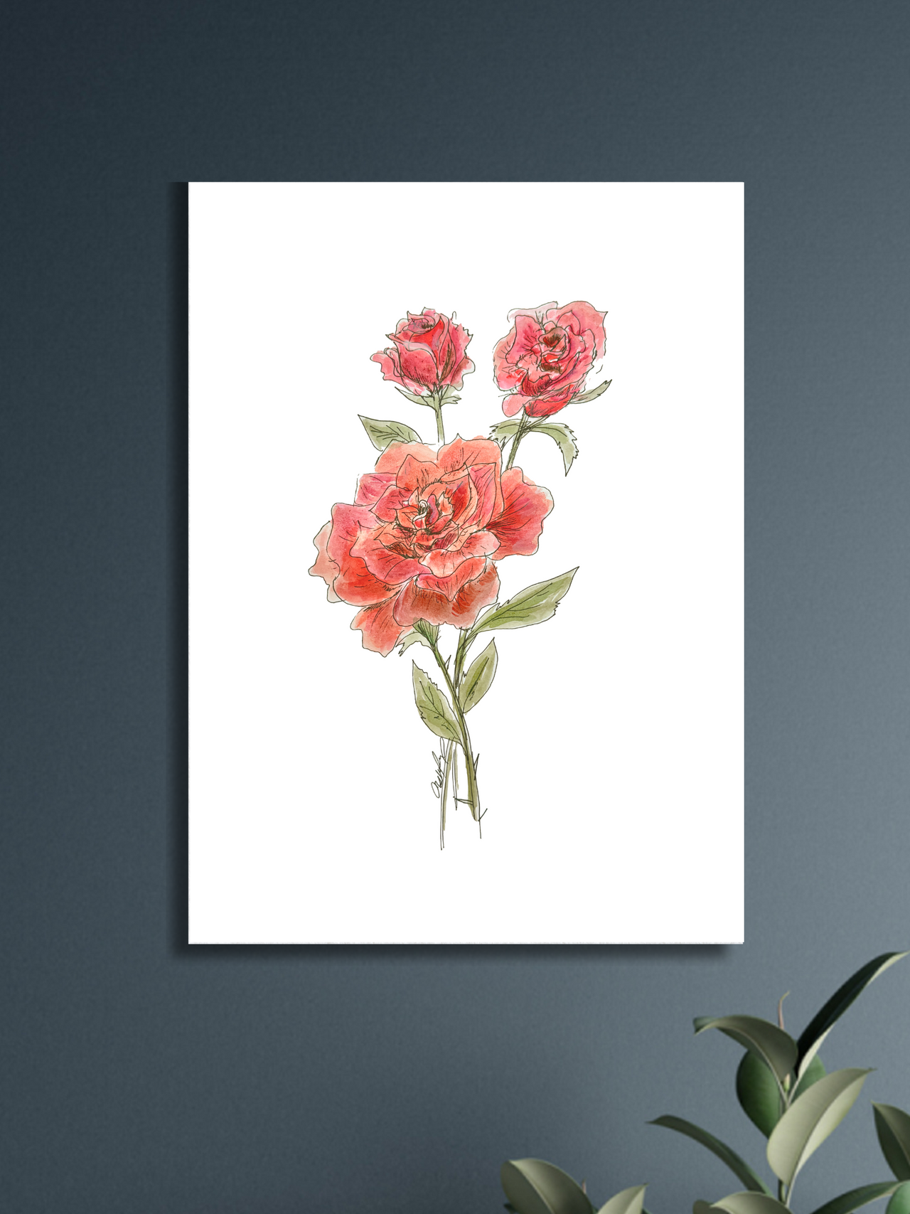 Rose Watercolor Print - June Birth Flower