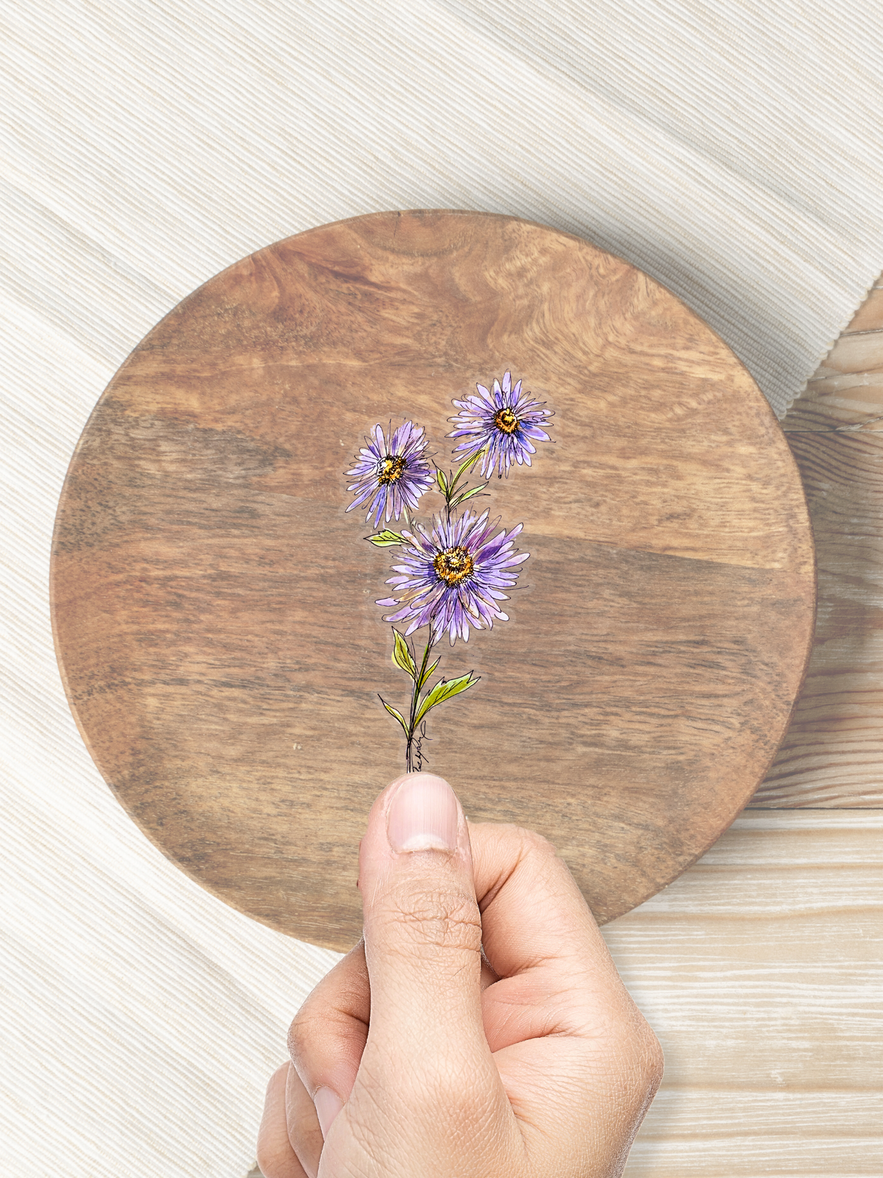 Aster Sticker (September Birth Month Flower)