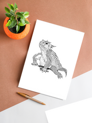horned toad art print on table