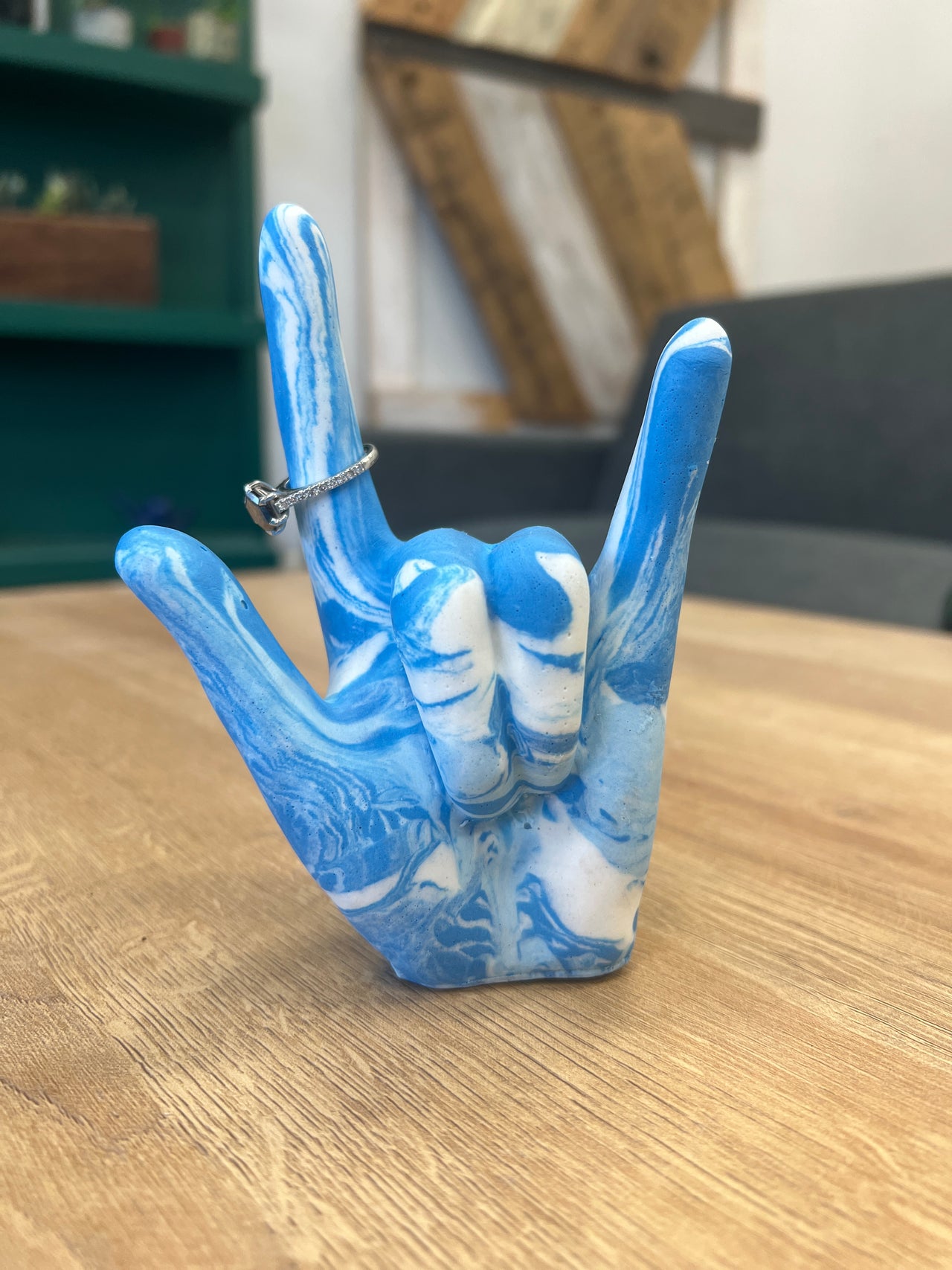 I Love You Ring Holder - Blue Tie Dye