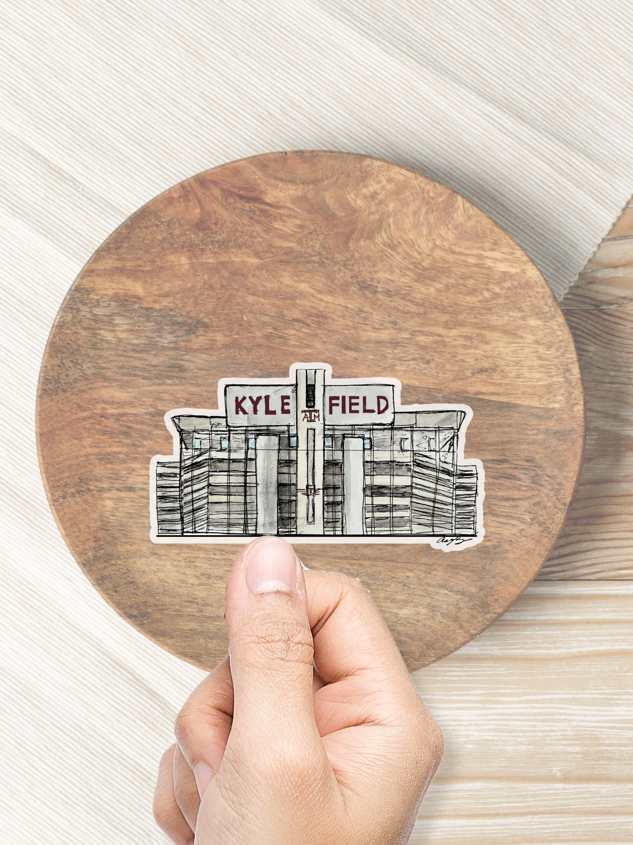 Texas Football Stadium Kyle Field Sticker (White Background, 1.75x3 inches)