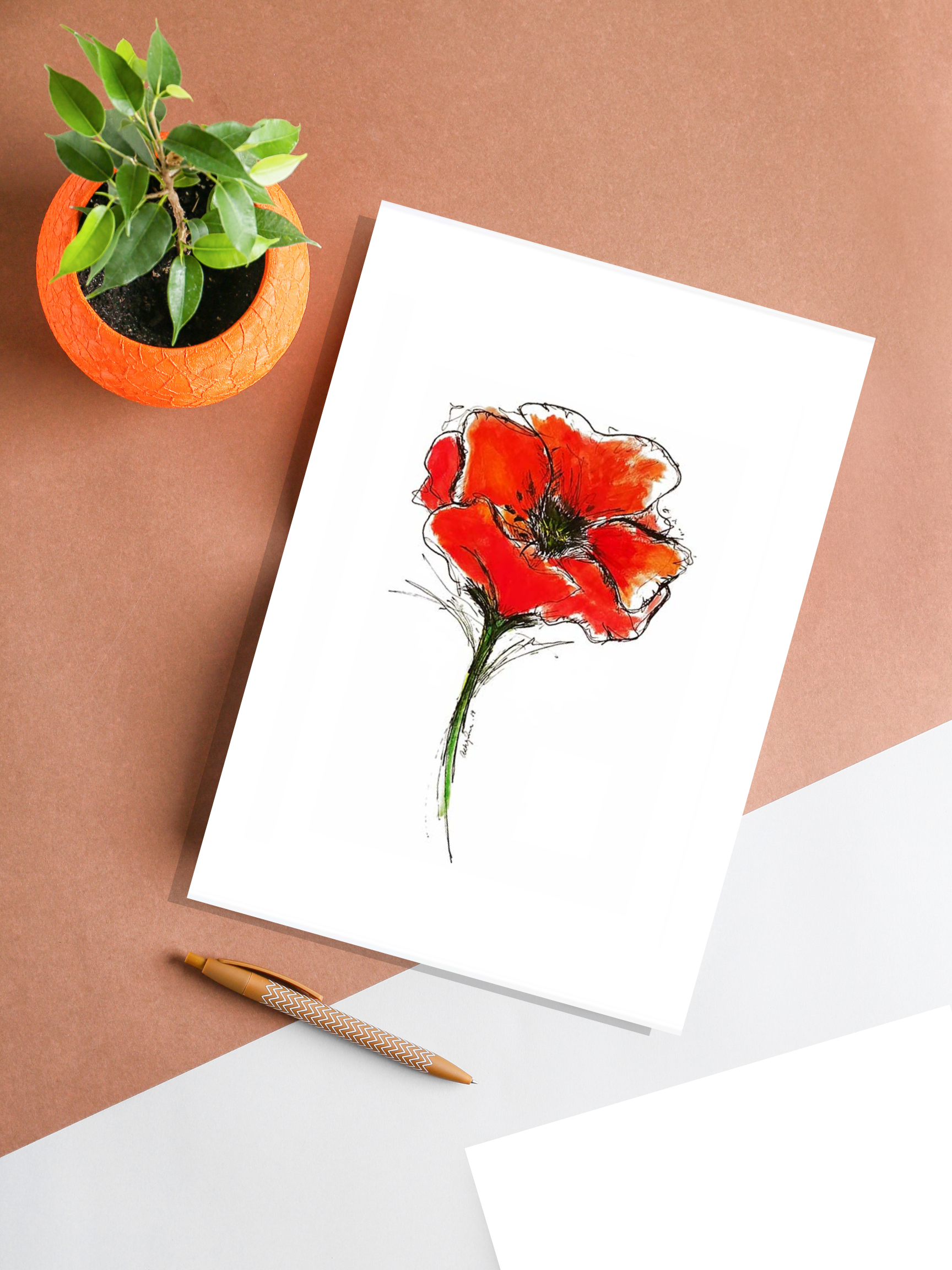 red poppy art print