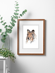 Reveille Watercolor and ink- Original Print in a wooden frame