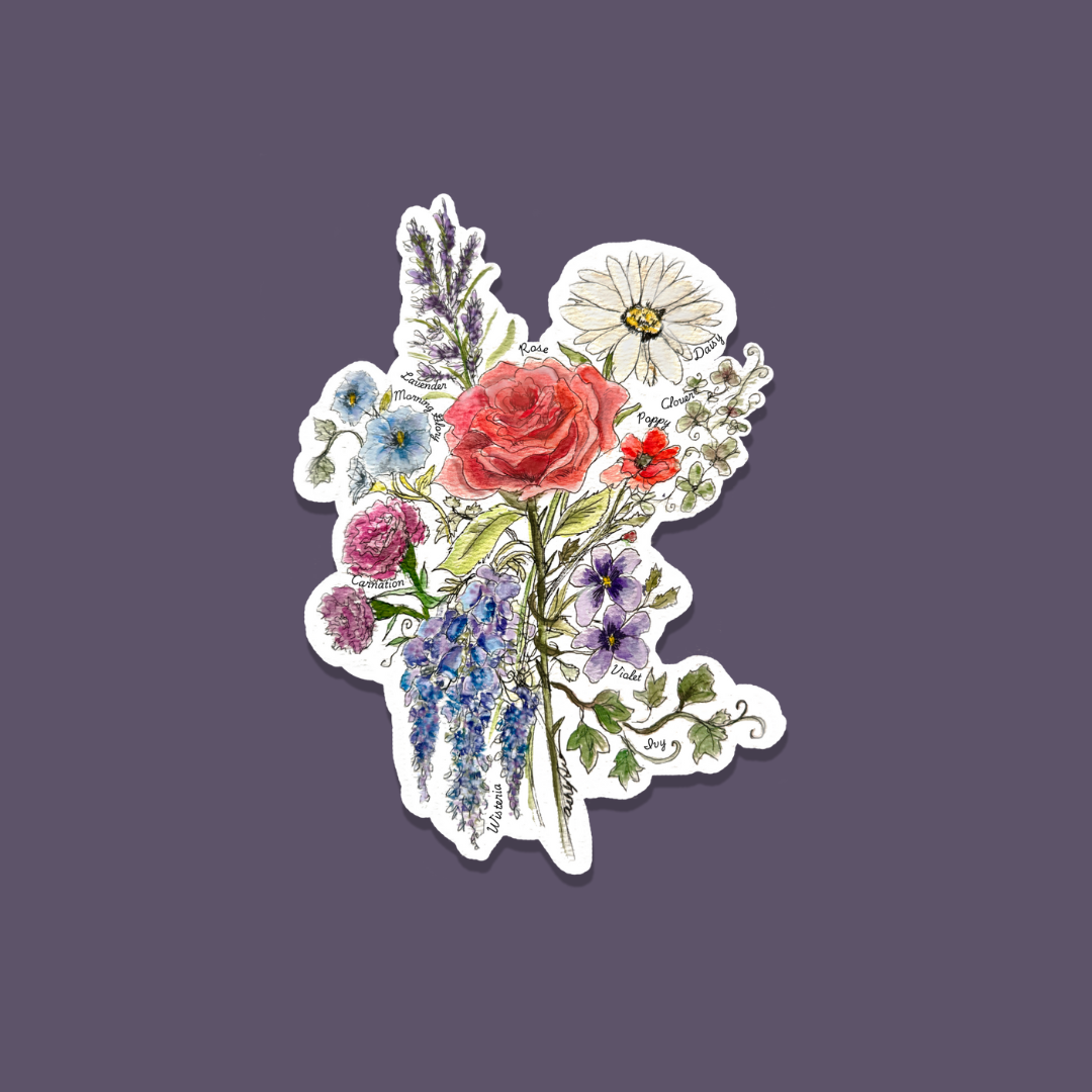 Taylor Swift Lyric Flower Bouquet Sticker (Waterproof Vinyl Sticker w/ White Background)