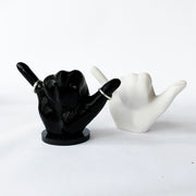 Black with black base and white with no base. Bonded marble ring holders signaling hang ten or the UTSA roadrunner hand sign.
